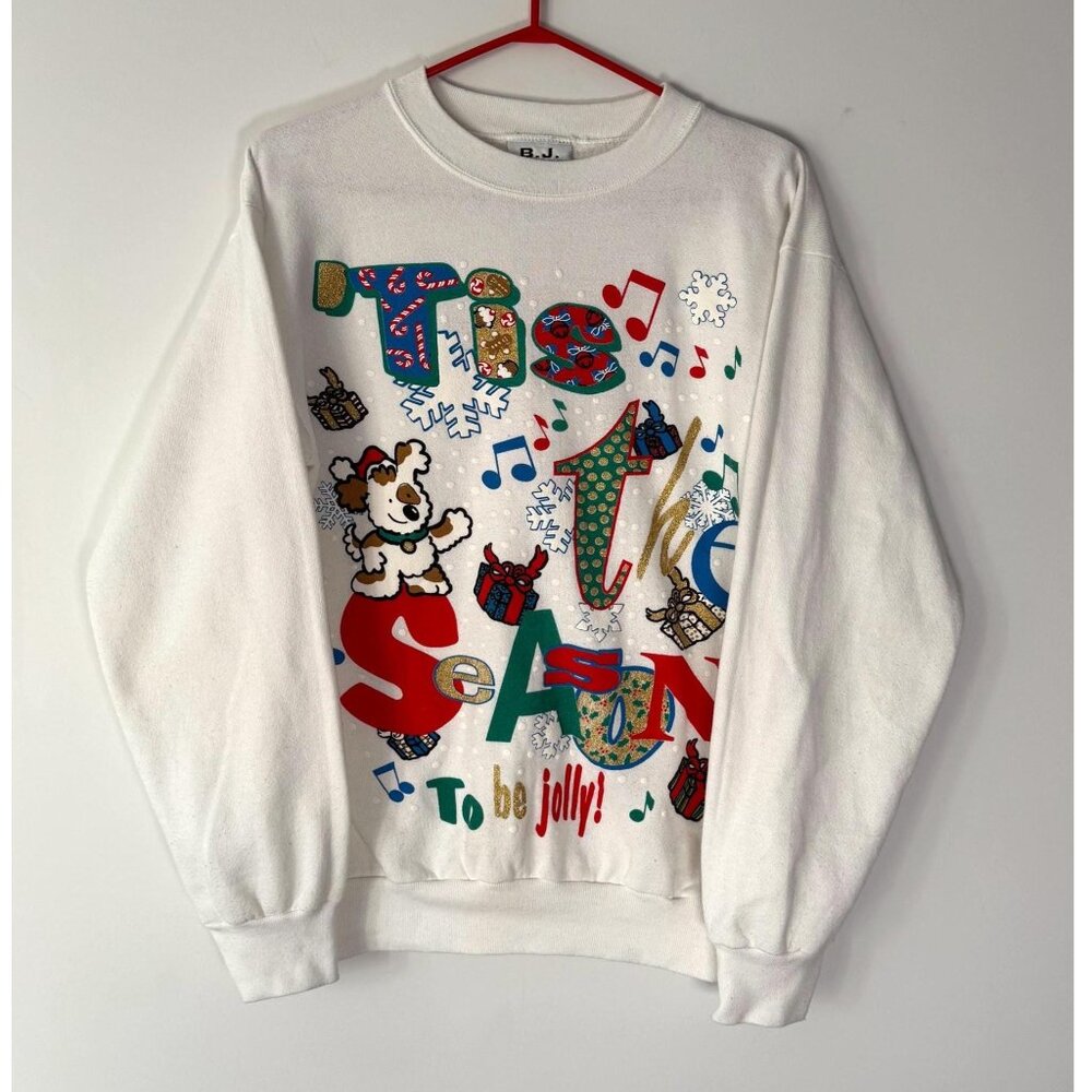 90s vintage festive christmas holiday graphic cotton crewneck pullover sweater